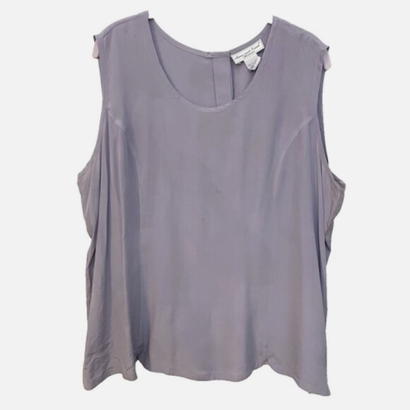 Anna and Frank Silk Tank 2X Gray Tailored Shell Blouse Sleeveless Vintage - Picture 1 of 12
